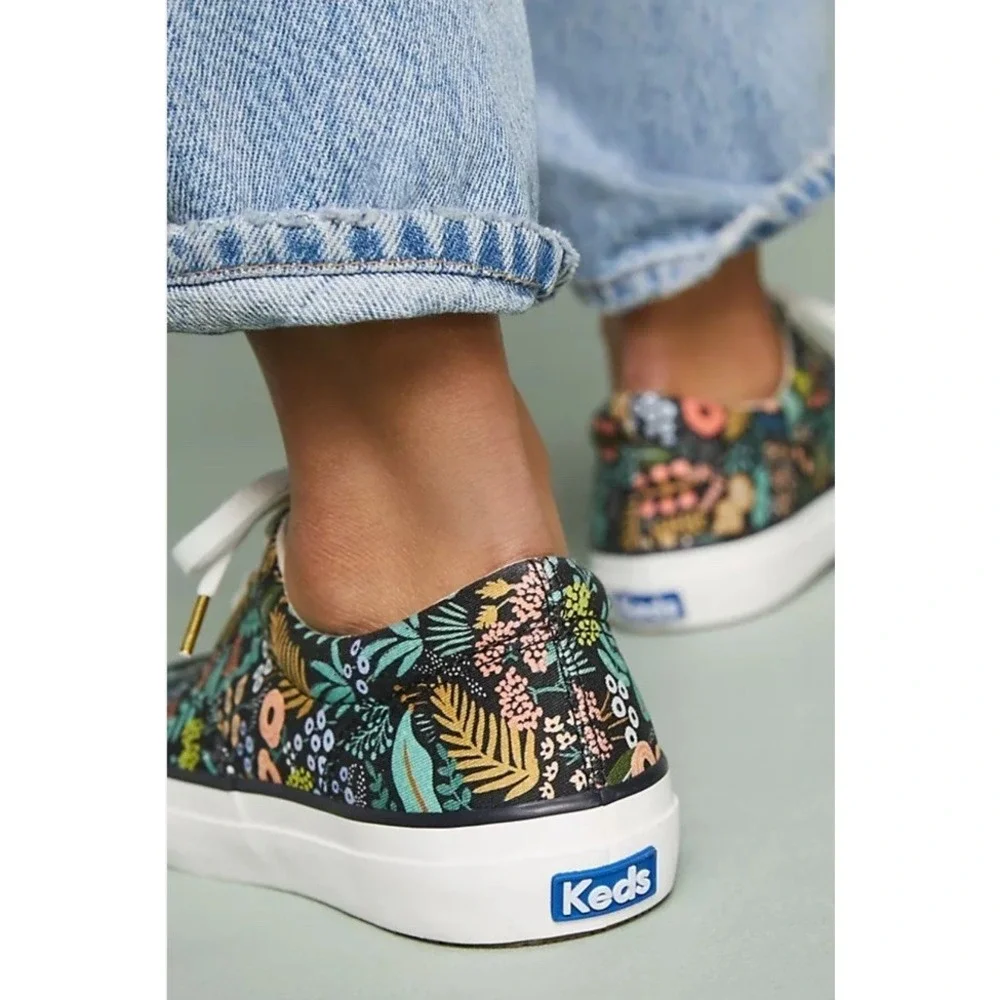 RARE Keds x Kate Spade Pheasant Floral Slip On Black White Womens Size 6